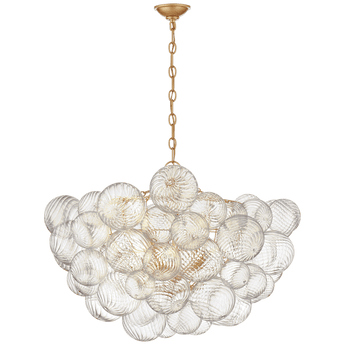 Talia Large Chandelier in Gild and Clear Swirled Glass