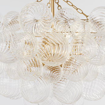 Talia Large Chandelier in Gild and Clear Swirled Glass