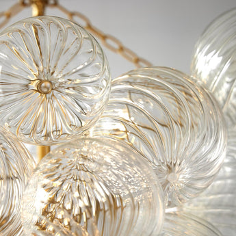 Talia Large Chandelier in Gild and Clear Swirled Glass