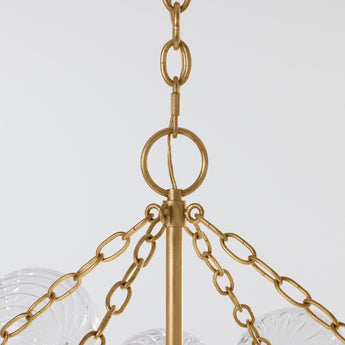 Talia Large Chandelier in Gild and Clear Swirled Glass