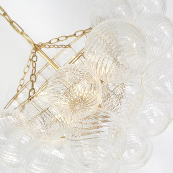 Talia Large Chandelier in Gild and Clear Swirled Glass