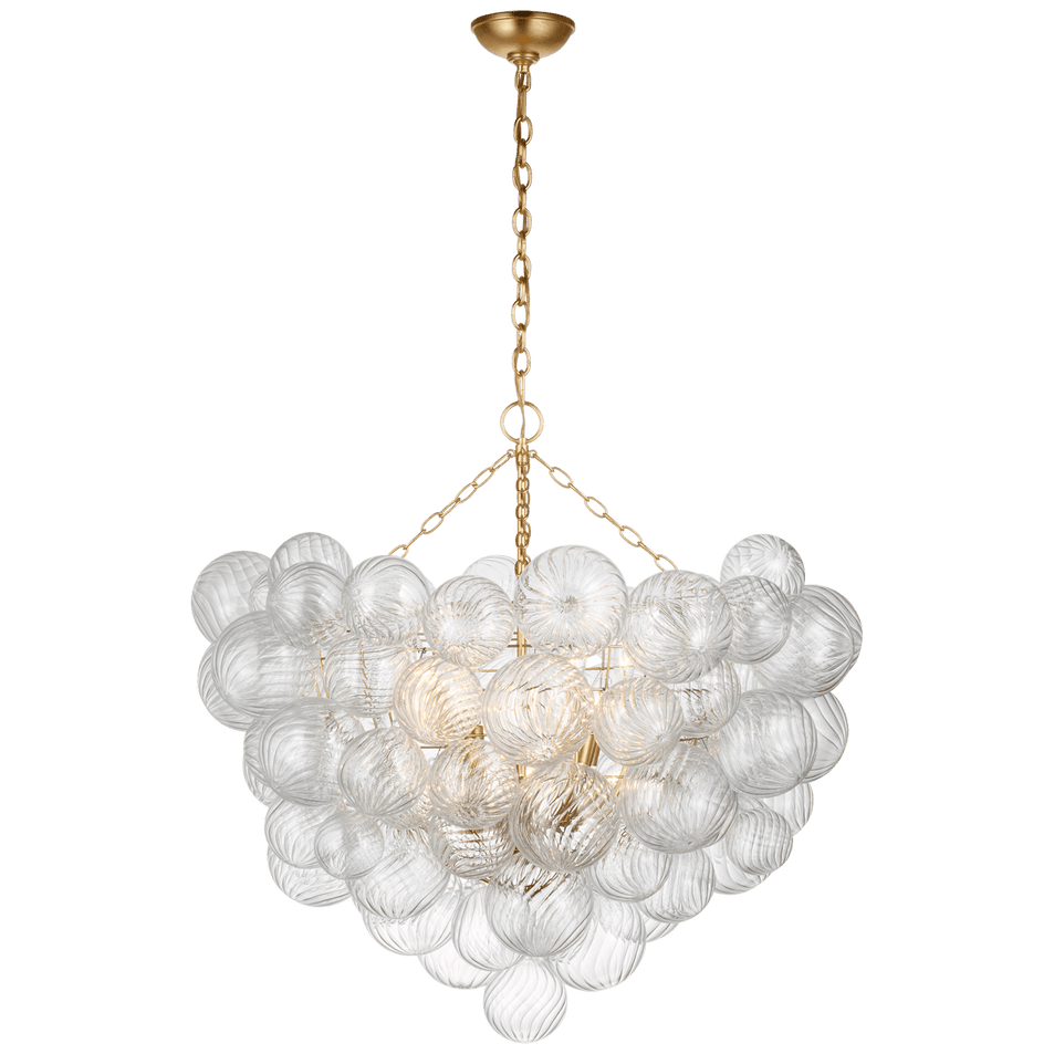 Talia Grande Chandelier in Gild with Clear Swirled Glass