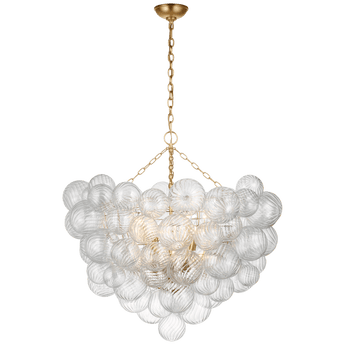 Talia Grande Chandelier in Gild with Clear Swirled Glass