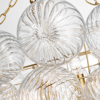 Talia Grande Chandelier in Gild with Clear Swirled Glass