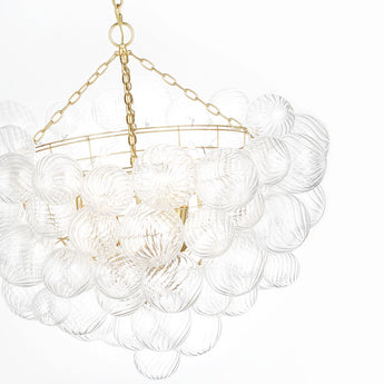 Talia Grande Chandelier in Gild with Clear Swirled Glass