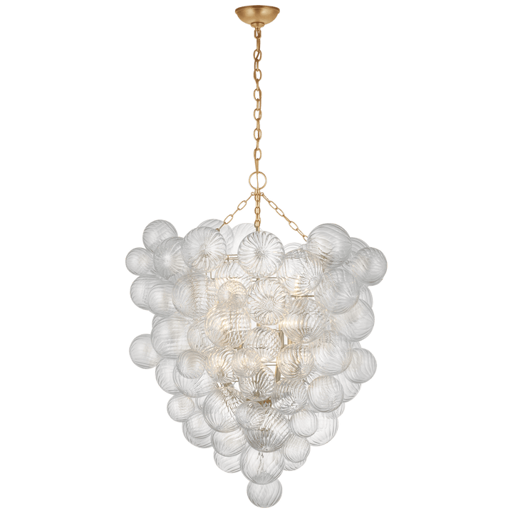 Talia Grande Entry Chandelier in Gild with Clear Swirled Glass