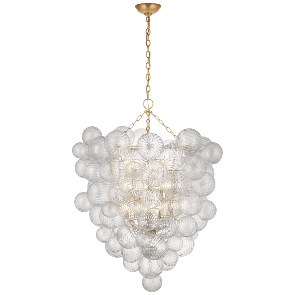 Talia Grande Entry Chandelier in Gild with Clear Swirled Glass