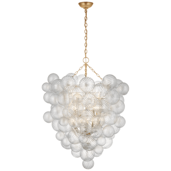 Talia Grande Entry Chandelier in Gild with Clear Swirled Glass