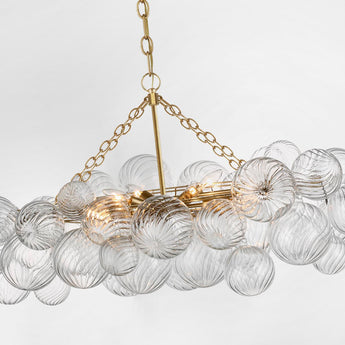 Talia Medium Linear Chandelier in Gild with Clear Swirled Glass