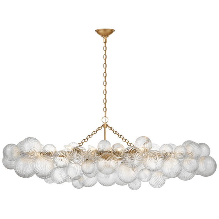 Talia Large Linear Chandelier in Gild with Clear Swirled Glass