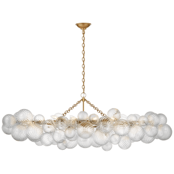 Talia Large Linear Chandelier in Gild with Clear Swirled Glass