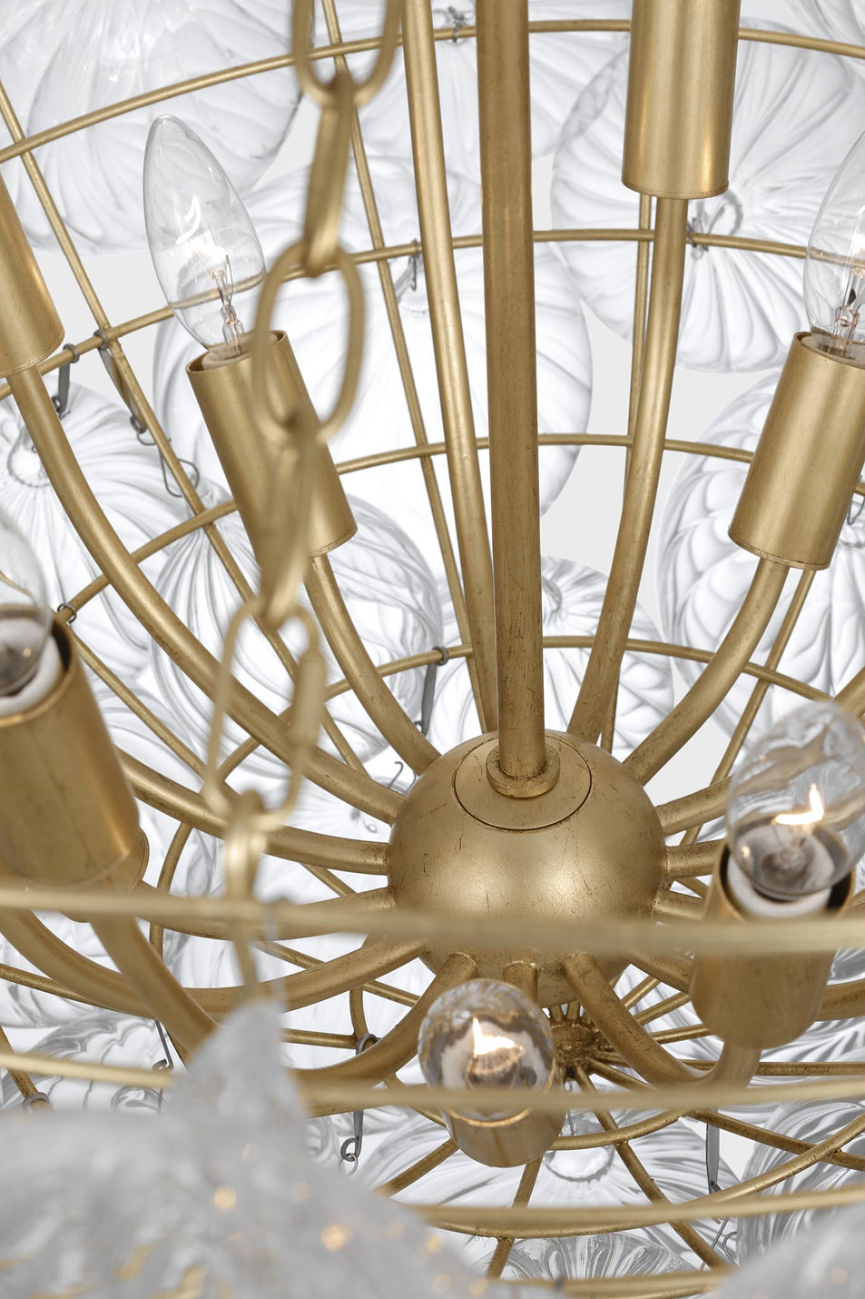 Talia 46" Chandelier in Gild and Clear Swirled Glass