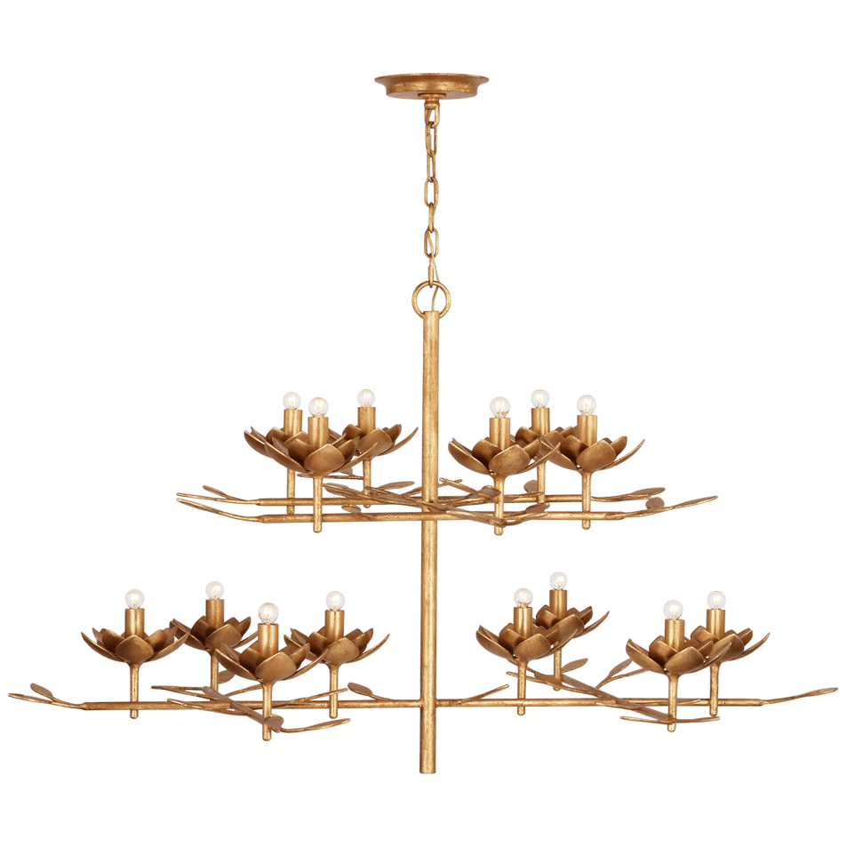 Clementine 53" Tiered Chandelier in Antique Gold Leaf