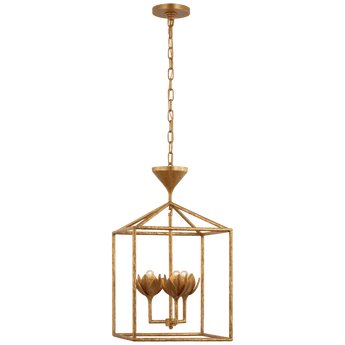 Alberto Small Open Cage Lantern in Antique Gold Leaf