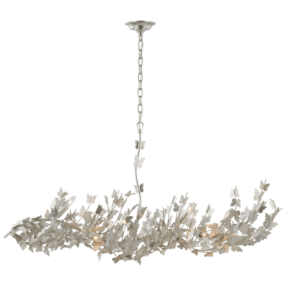 Farfalle Large Linear Chandelier in Burnished Silver Leaf