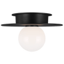 Nodes Small Flush Mount in Midnight Black with White Glass