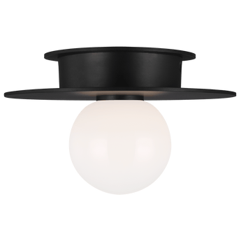 Nodes Small Flush Mount in Midnight Black with White Glass