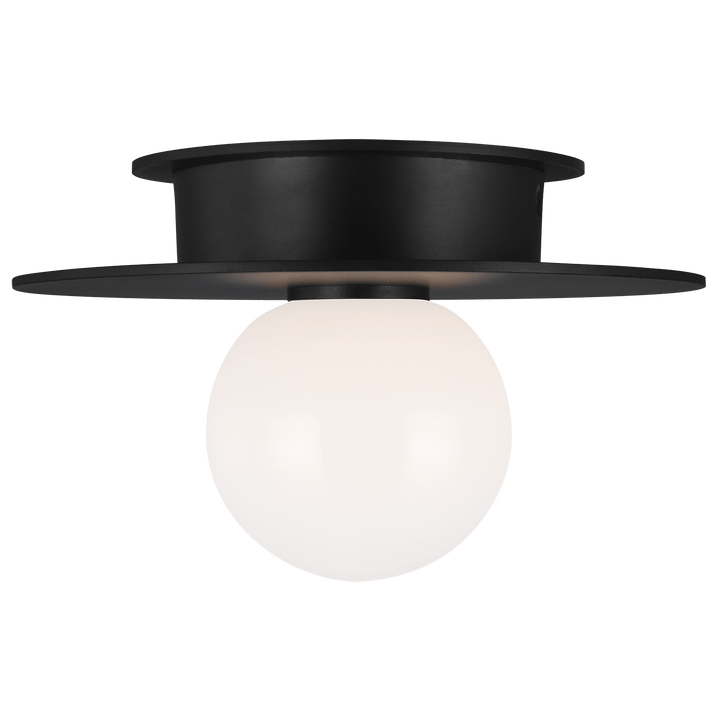 Nodes Small Flush Mount in Midnight Black with White Glass
