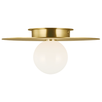 Nodes Medium Flush Mount in Burnished Brass with White Glass