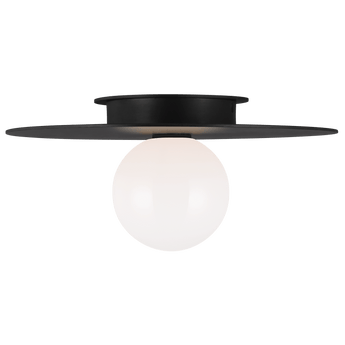 Nodes Medium Flush Mount in Midnight Black with White Glass