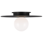 Nodes Medium Flush Mount in Midnight Black with White Glass