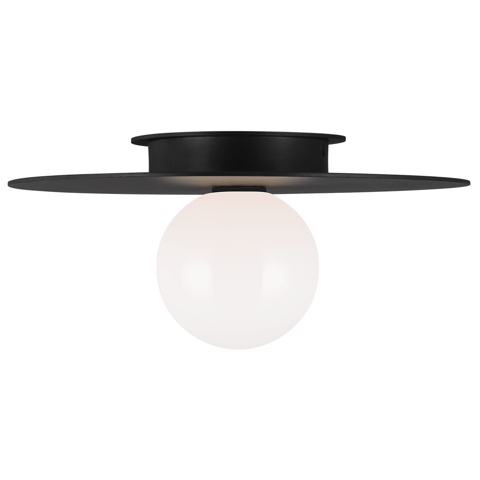 Nodes Medium Flush Mount in Midnight Black with White Glass