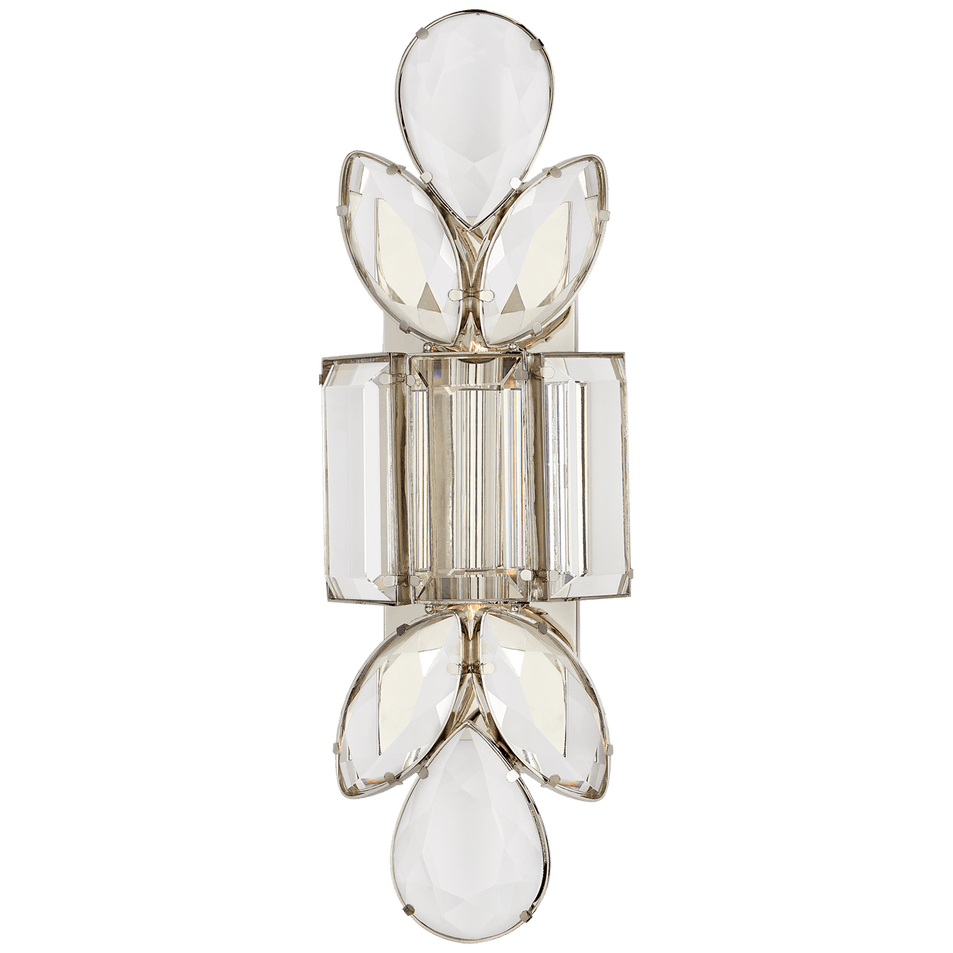 Lloyd Large Jeweled Sconce in Nickel with Clear Crystal