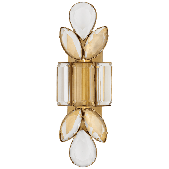 Lloyd Large Jeweled Sconce in Soft Brass with Clear Crystal