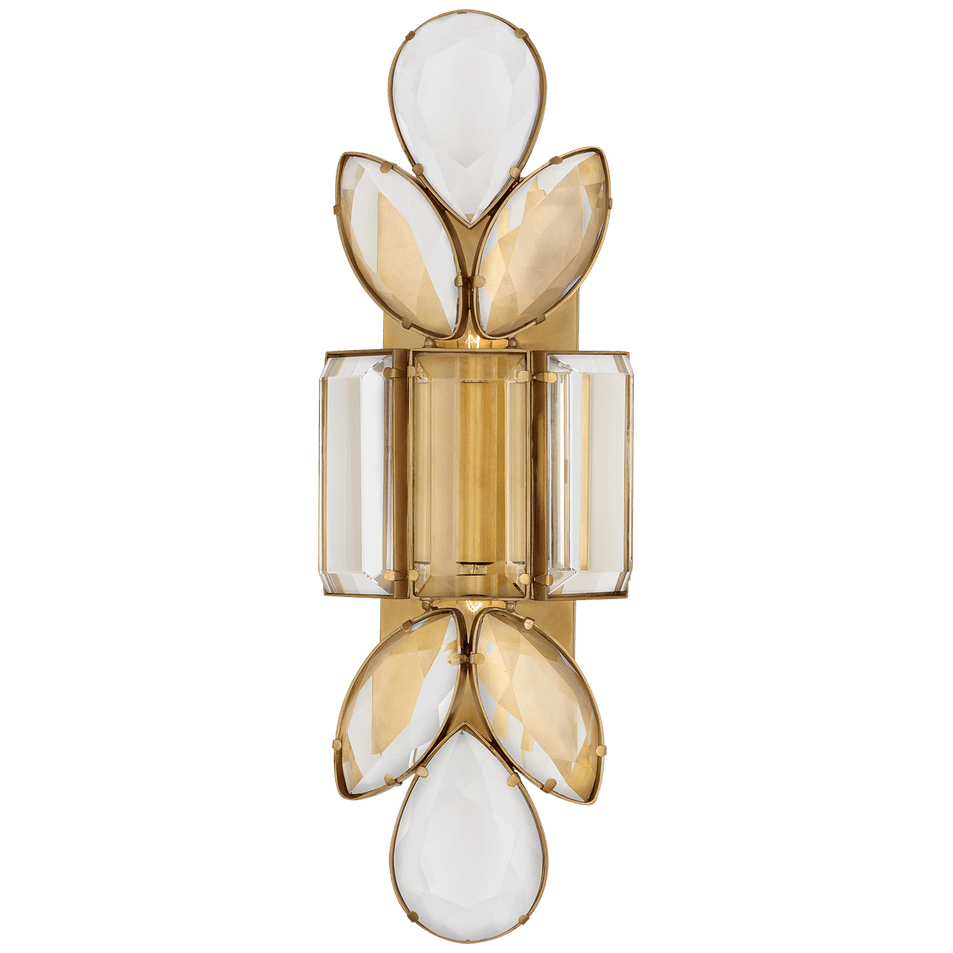Lloyd Large Jeweled Sconce in Soft Brass with Clear Crystal