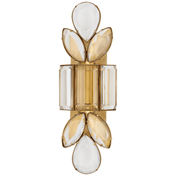 Lloyd Large Jeweled Sconce in Soft Brass with Clear Crystal