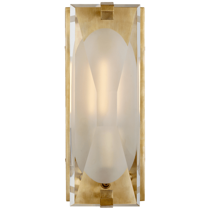 Castle Peak Small Bath Sconce in Soft Brass with Etched Clear Glass