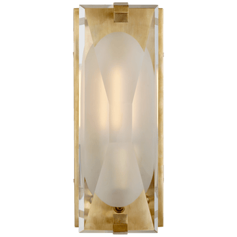 Castle Peak Small Bath Sconce in Soft Brass with Etched Clear Glass