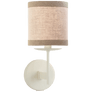 Walker Small Sconce in Light Cream with Natural Linen Shade