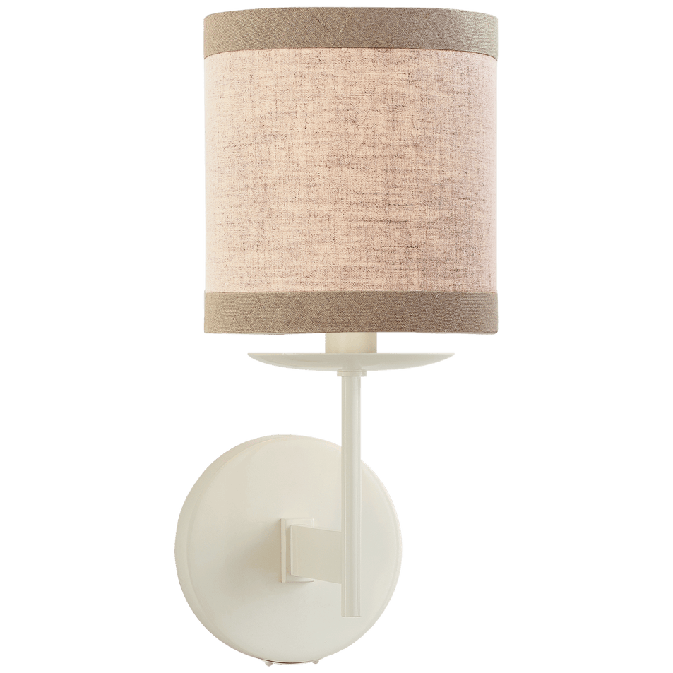 Walker Small Sconce in Light Cream with Natural Linen Shade