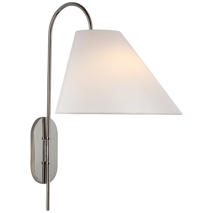 Kinsley Large Articulating Wall Light in Polished Nickel with Linen Shade