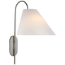 Kinsley Large Articulating Wall Light in Polished Nickel with Linen Shade