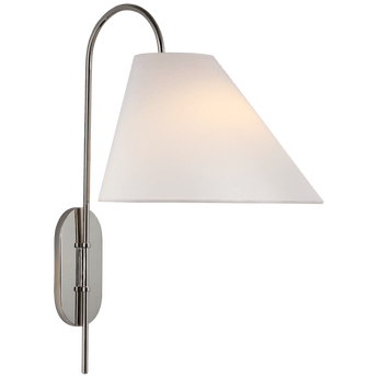 Kinsley Large Articulating Wall Light in Polished Nickel with Linen Shade