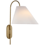 Kinsley Large Articulating Wall Light in Soft Brass with Linen Shade