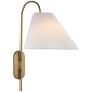 Kinsley Large Articulating Wall Light in Soft Brass with Linen Shade