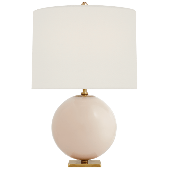Elsie Table Lamp in Blush Painted Glass with Cream Linen Shade