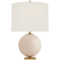 Elsie Table Lamp in Blush Painted Glass with Cream Linen Shade