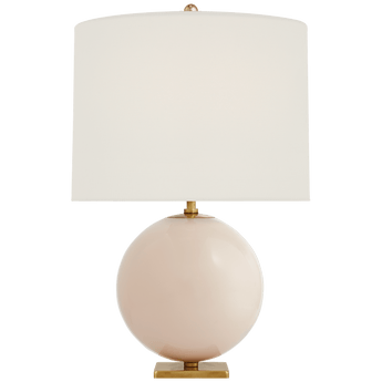 Elsie Table Lamp in Blush Painted Glass with Cream Linen Shade