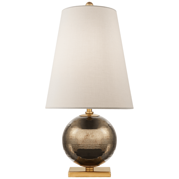 Corbin Mini Accent Lamp in Black Pearl with Cream Linen Shade