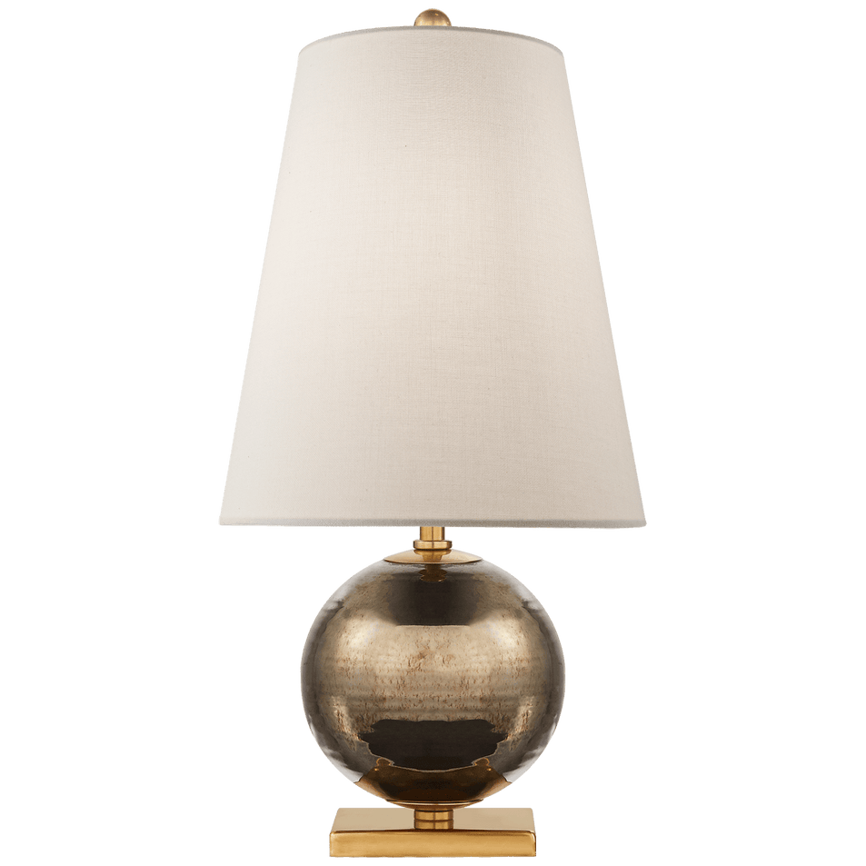Corbin Mini Accent Lamp in Black Pearl with Cream Linen Shade