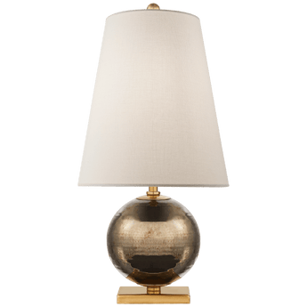 Corbin Mini Accent Lamp in Black Pearl with Cream Linen Shade