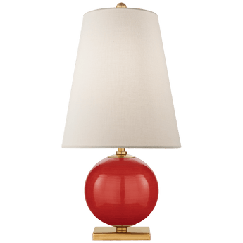 Corbin Mini Accent Lamp in Maraschino with Cream Linen Shade