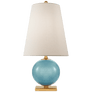 Corbin Mini Accent Lamp in Sandy Turquoise with Cream Linen Shade