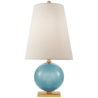 Corbin Mini Accent Lamp in Sandy Turquoise with Cream Linen Shade