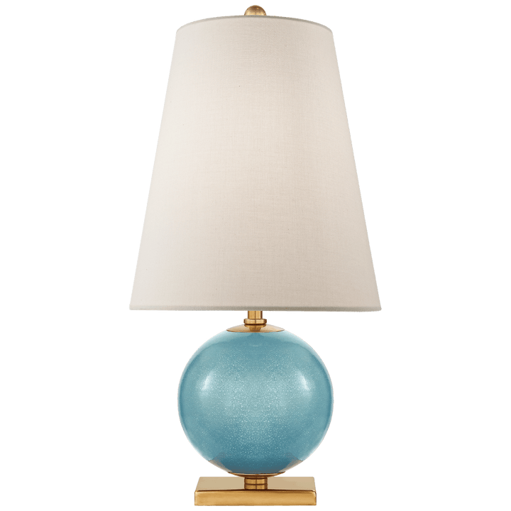 Corbin Mini Accent Lamp in Sandy Turquoise with Cream Linen Shade