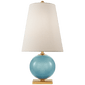 Corbin Mini Accent Lamp in Sandy Turquoise with Cream Linen Shade